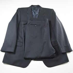 Baracuta 46R 42x29 Navy Blue Striped 100% Wool Mens Jacket Pants Suit